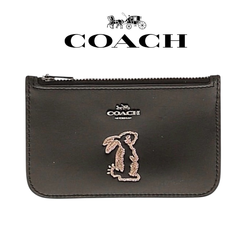 COACH x Selena Gomez Bunny Card Case – Limited Edition Black Leather